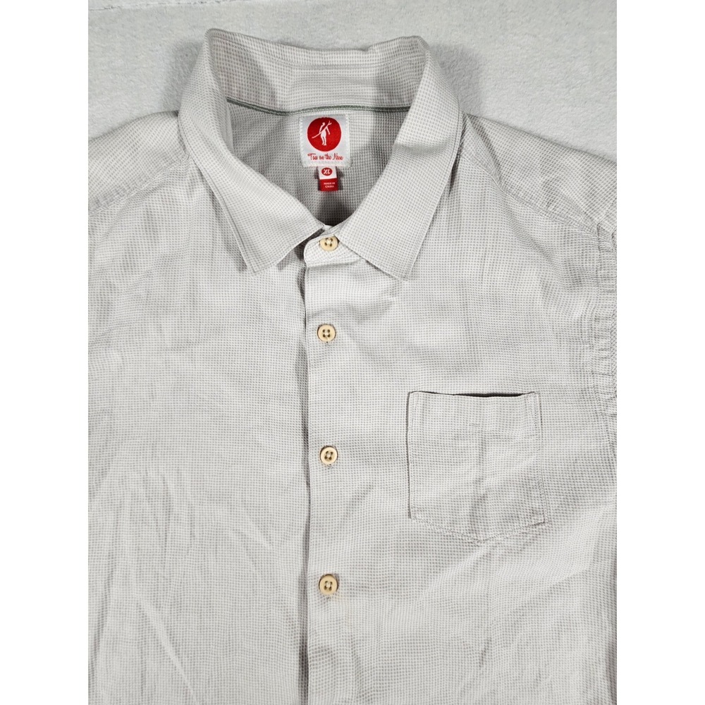 Toes on the Nose Mens XL Silk Cotton Blend Short Sleeve Button Down Shirt Grey